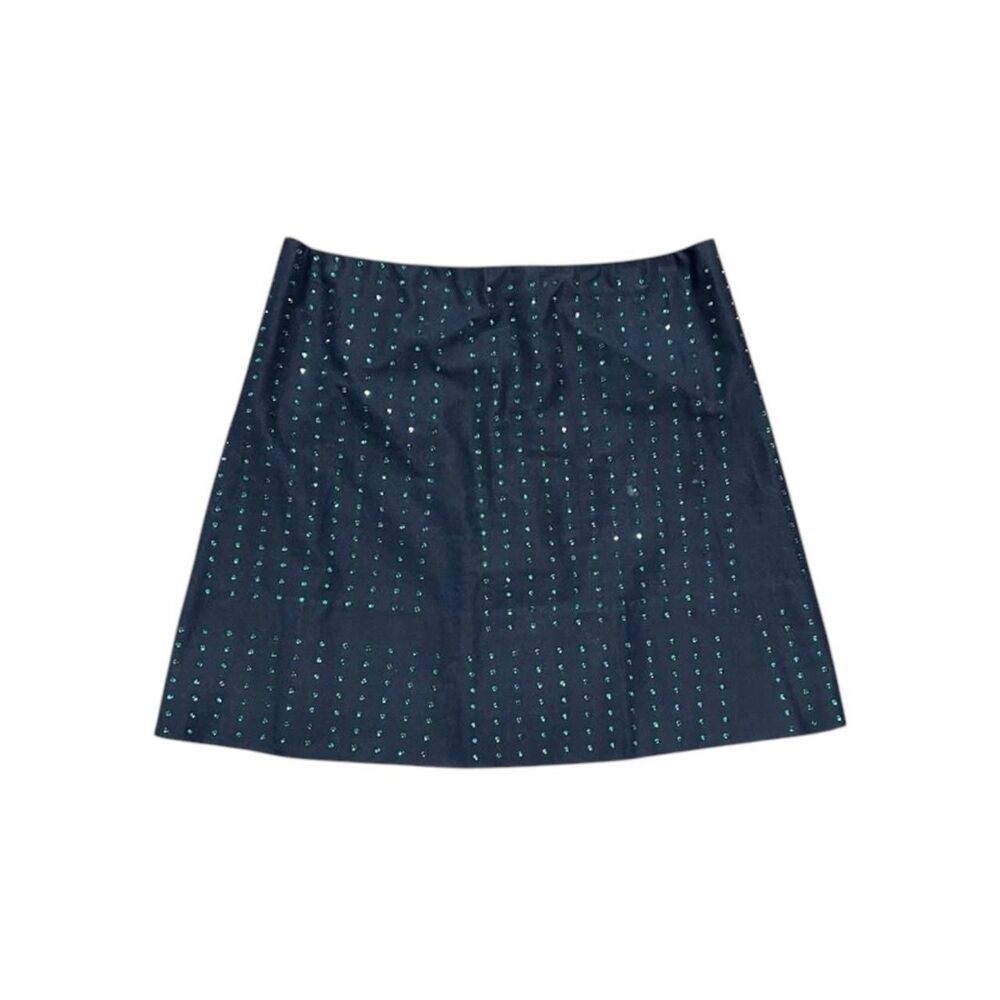 SS 1998 Miu Miu navy cotton mini skirt w crystals size 40 IT